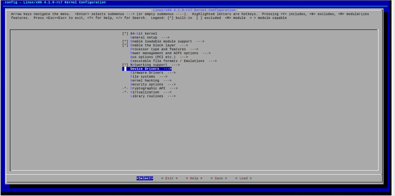 Linux Kernel make menuconfig device drivers