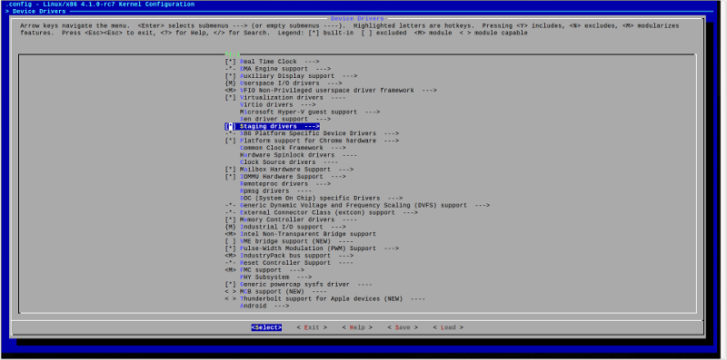 Linux Kernel make menuconfig staging drivers