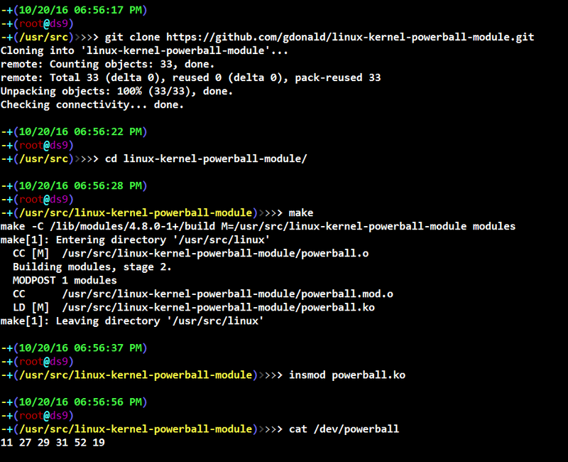 Linux Kernel Powerball Module